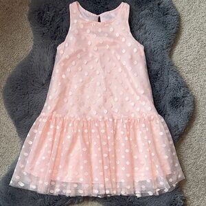 Lilt pale pink/peach Polka Dot Tulle drop waist Dress.  Size 6